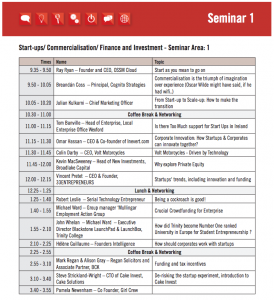 Tech Connect Live Seminar Area 1 Timetable